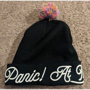 Rare 2016 Manhead x Panic at The Disco Black Pom Knit Hat